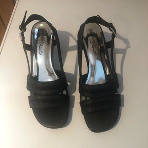easy street Black Strappy Slingback Heels